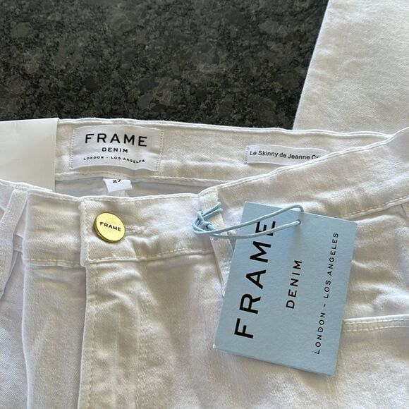 Frame Le Skinny de Jeanne Crop skinny fit jeans in white size 27 BNWT - Picture 6 of 7